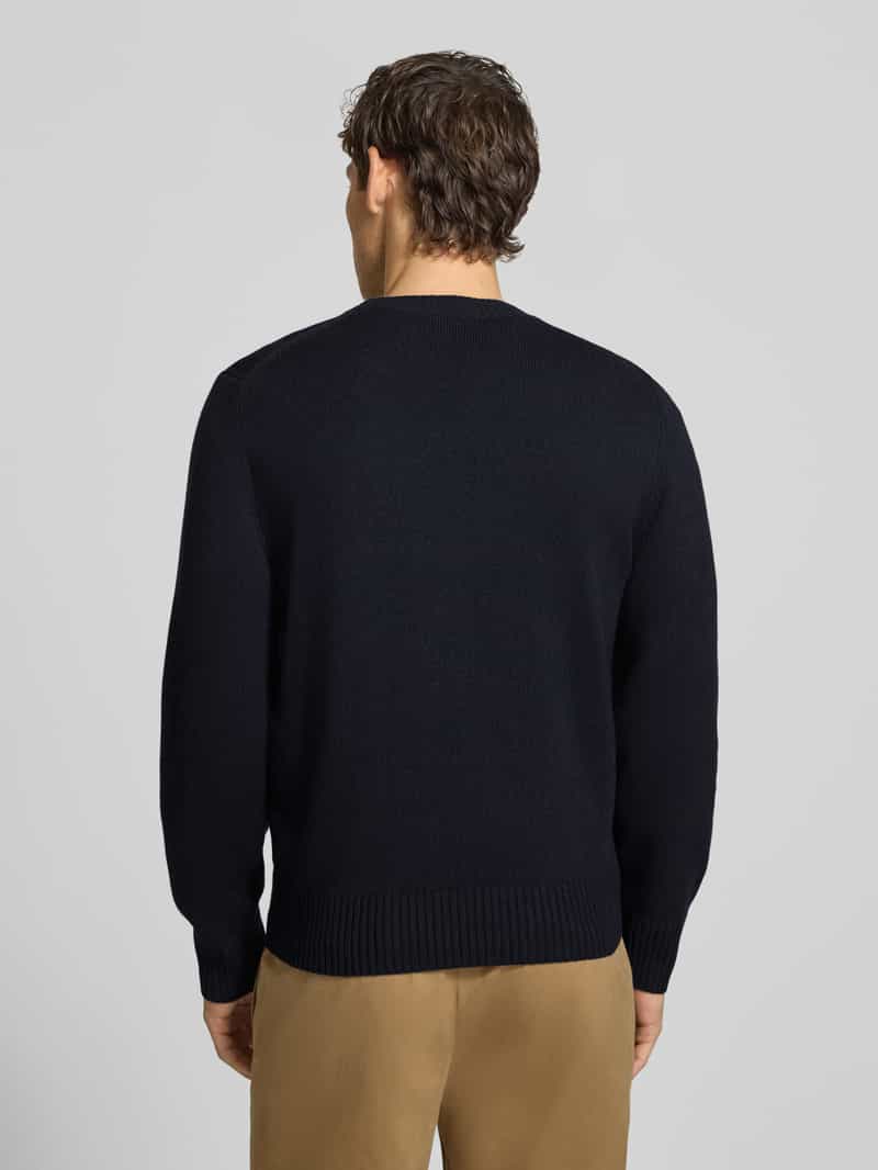 Lacoste klassiek fit pullover van zuivere wol donkerblauw, foto 3