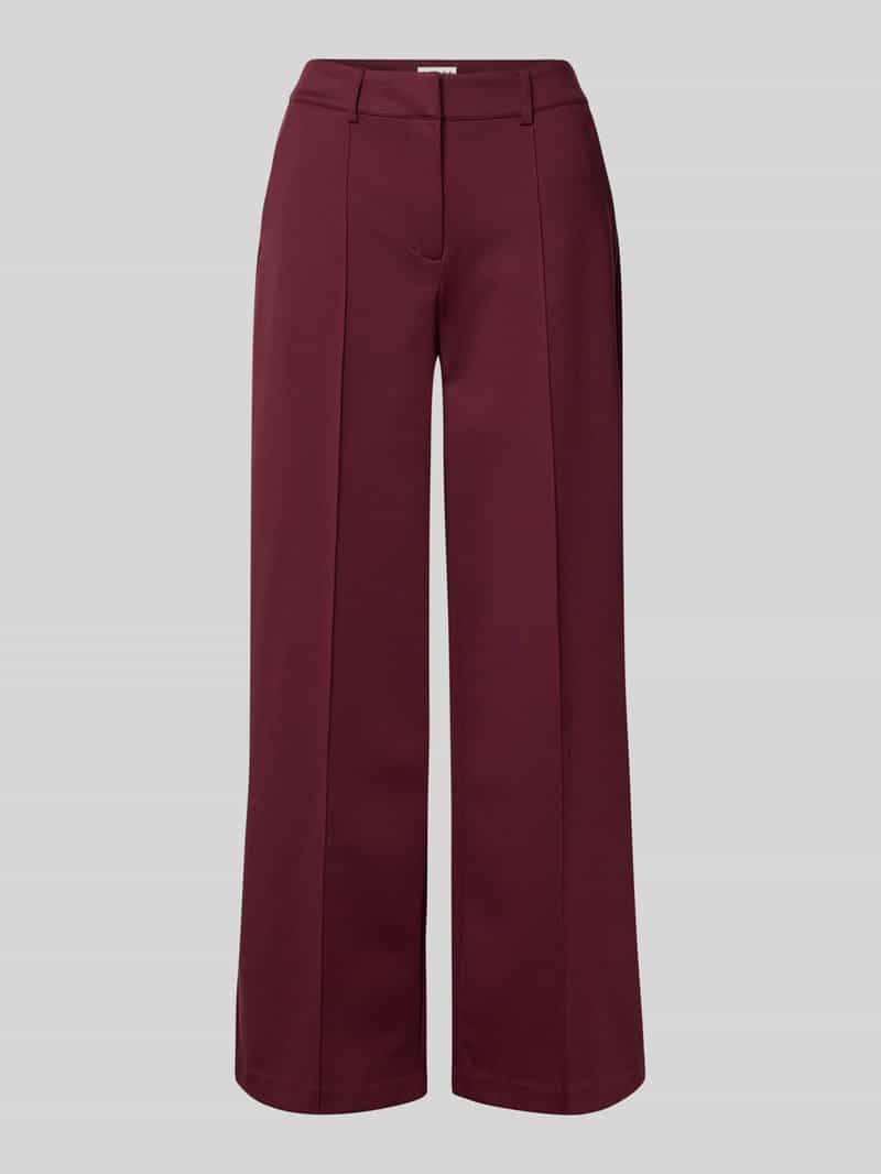 Ichi Wide leg stoffen broek met vaste persplooien model 'KATE'