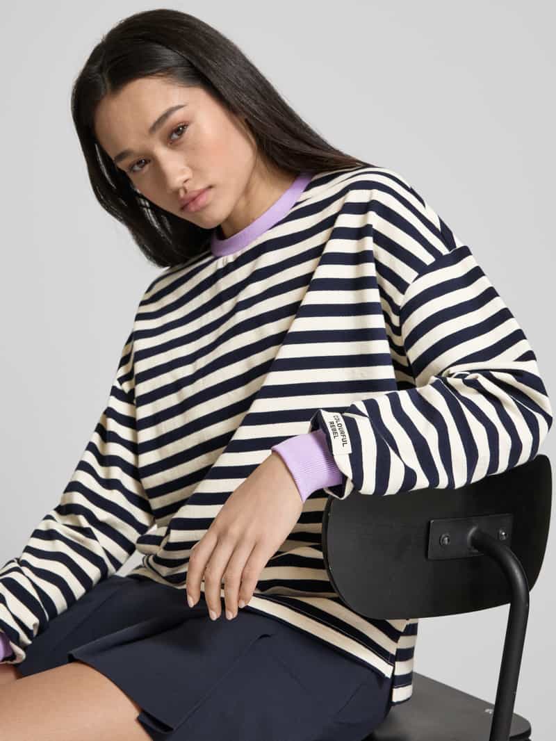 Colourful Rebel Oversized sweatshirt met ribboorden