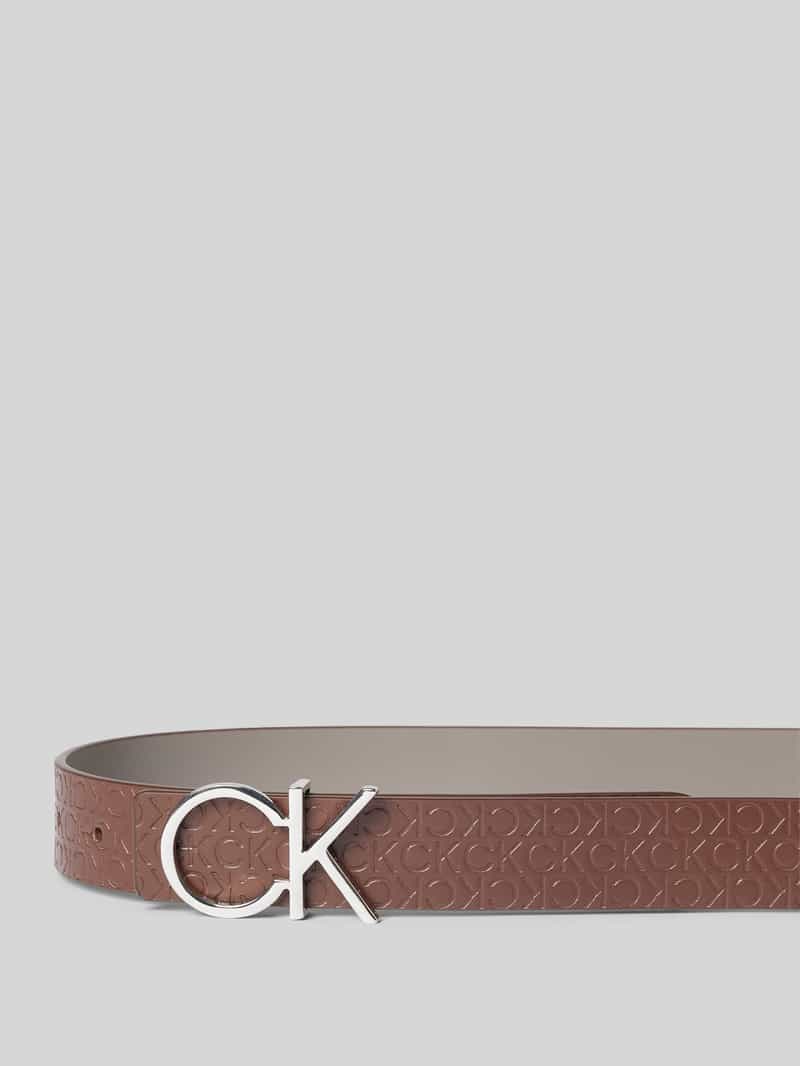 CK Calvin Klein Riem van buffelleer met labelapplicatie