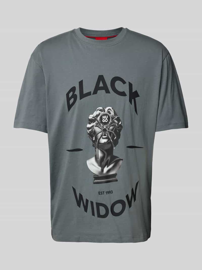 HUGO Oversized T-shirt met ronde hals model 'Dostalgi'