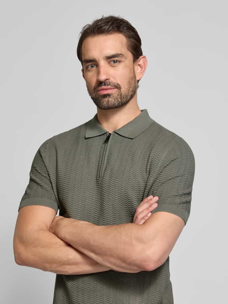 Christian Berg Men Regular fit poloshirt met korte ritssluiting
