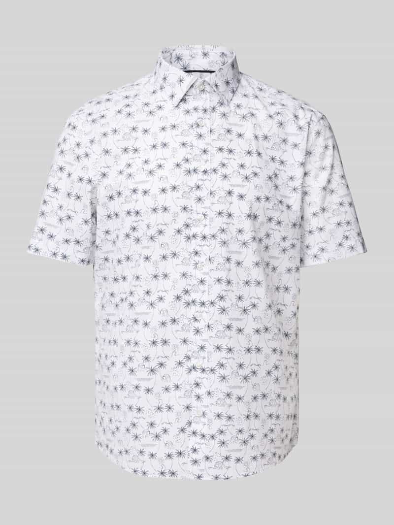 Slim fit overhemd met korte mouwen en knoopsluiting