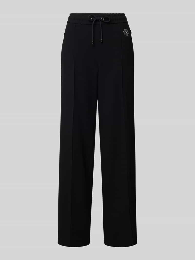 Straight leg stoffen broek met vaste persplooien, model 'Chiara'