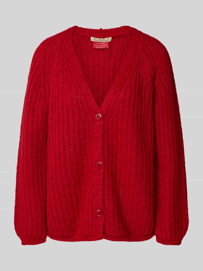 Smith and Soul Gebreid jack met V-hals en knoopsluiting