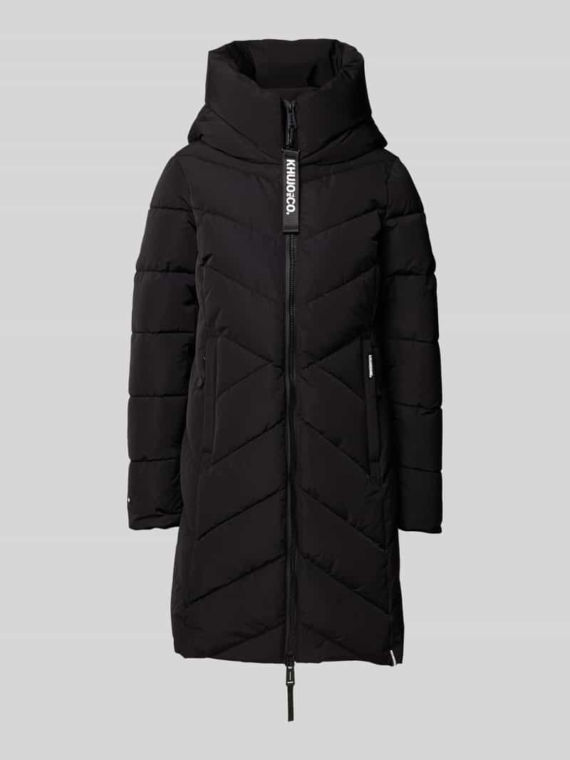 khujo Regular fit gewatteerde lange jas met logoprint model 'Darka'