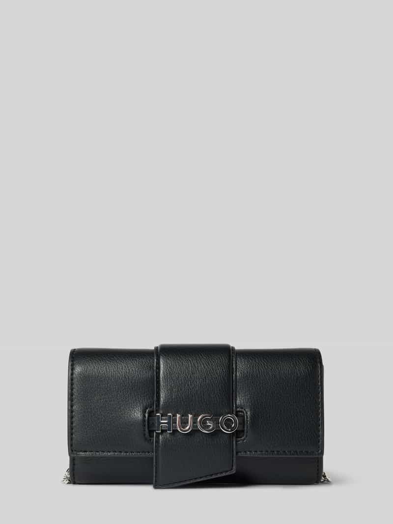 HUGO Clutch met labelapplicatie van metaal, model 'MEL 2.0'