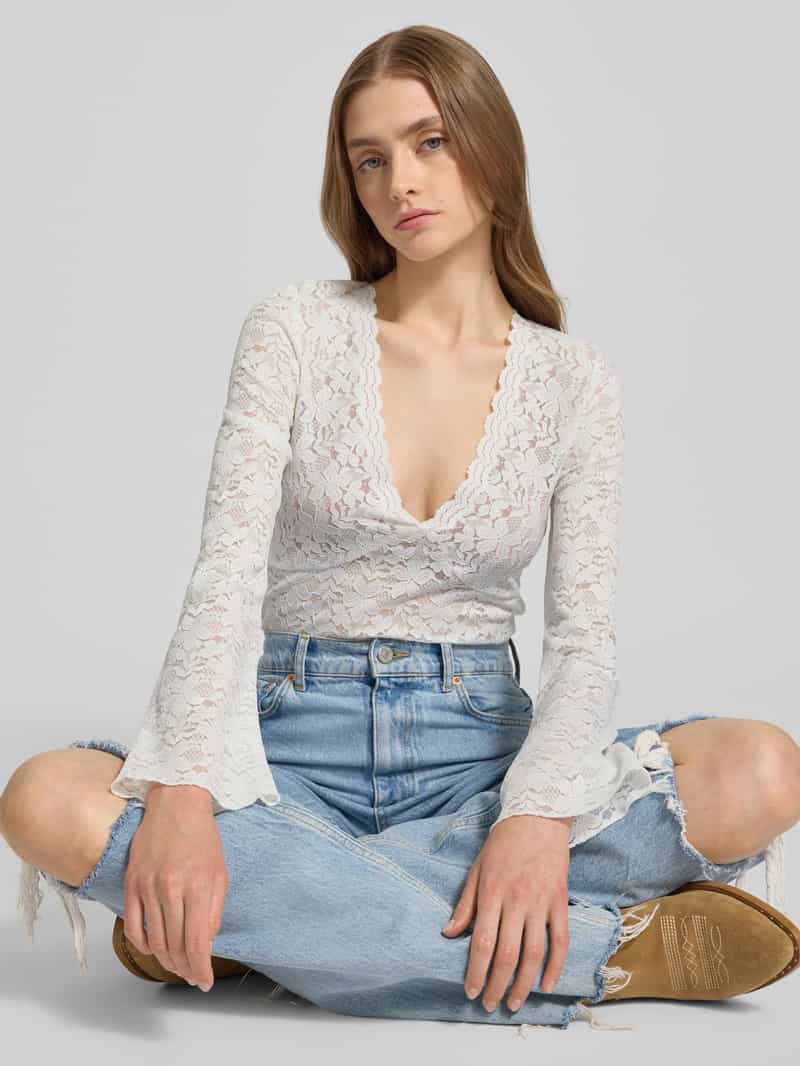 Gina Tricot Shirt met lange mouwen en etskanteffect