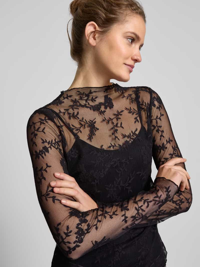 Only Blouse met lange mouwen van mesh met bloemenmotief model 'LINLEY'
