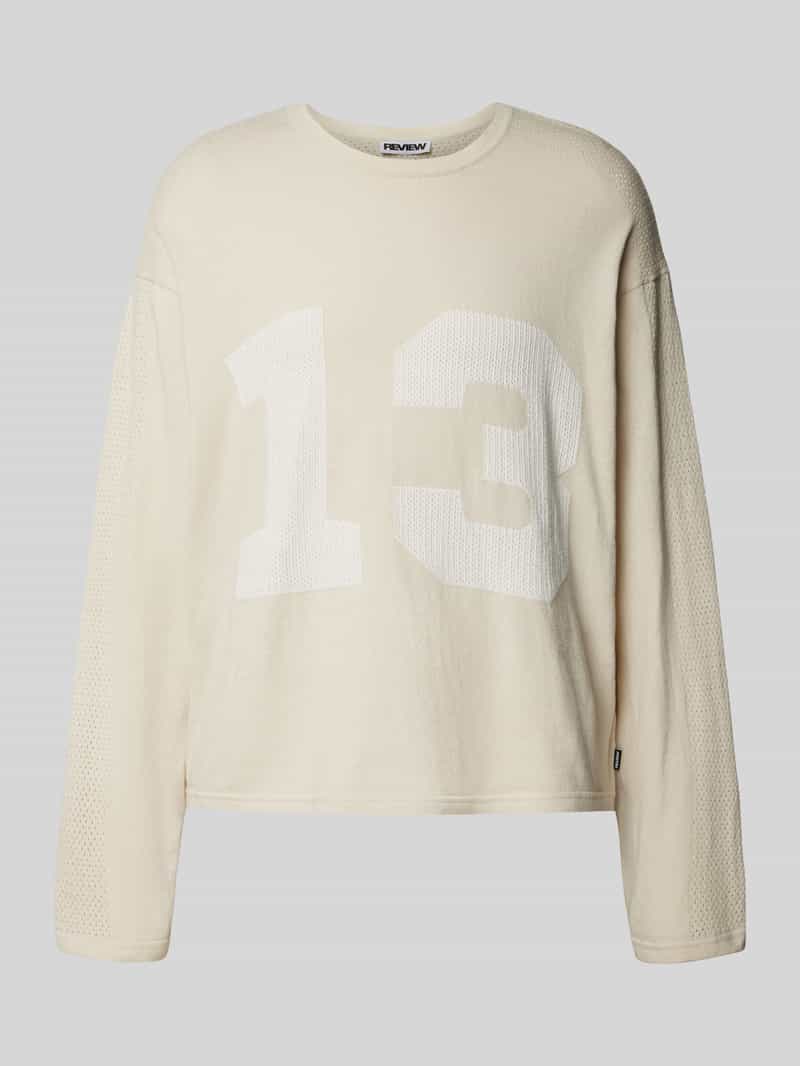 REVIEW Gebreide pullover met extra brede schouders