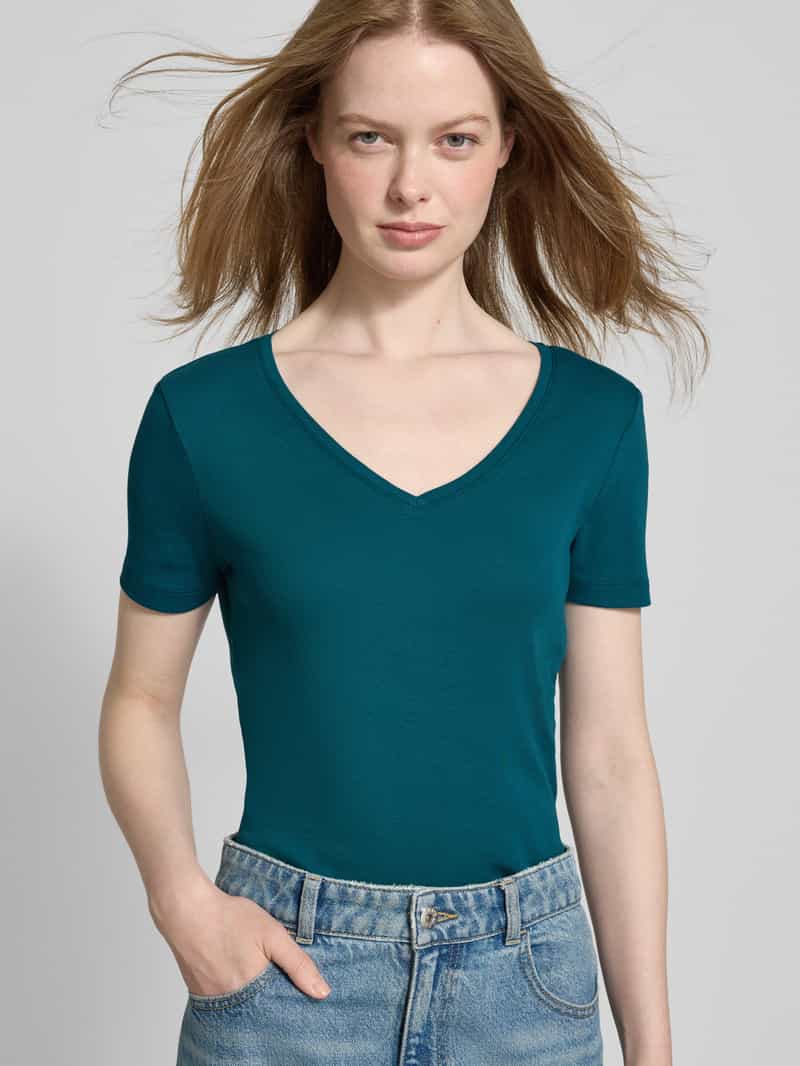 Christian Berg Woman T-shirt met geribde V-hals