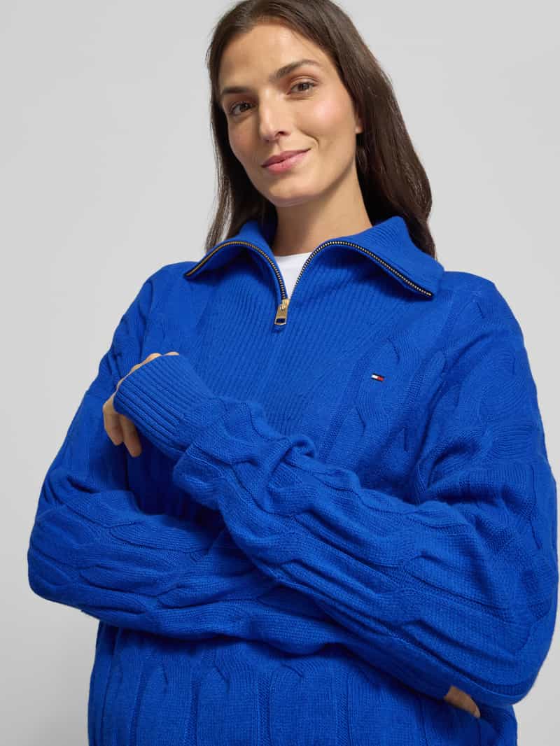 Tommy Hilfiger Relaxed fit gebreide pullover van zuivere wol met kabelpatroon
