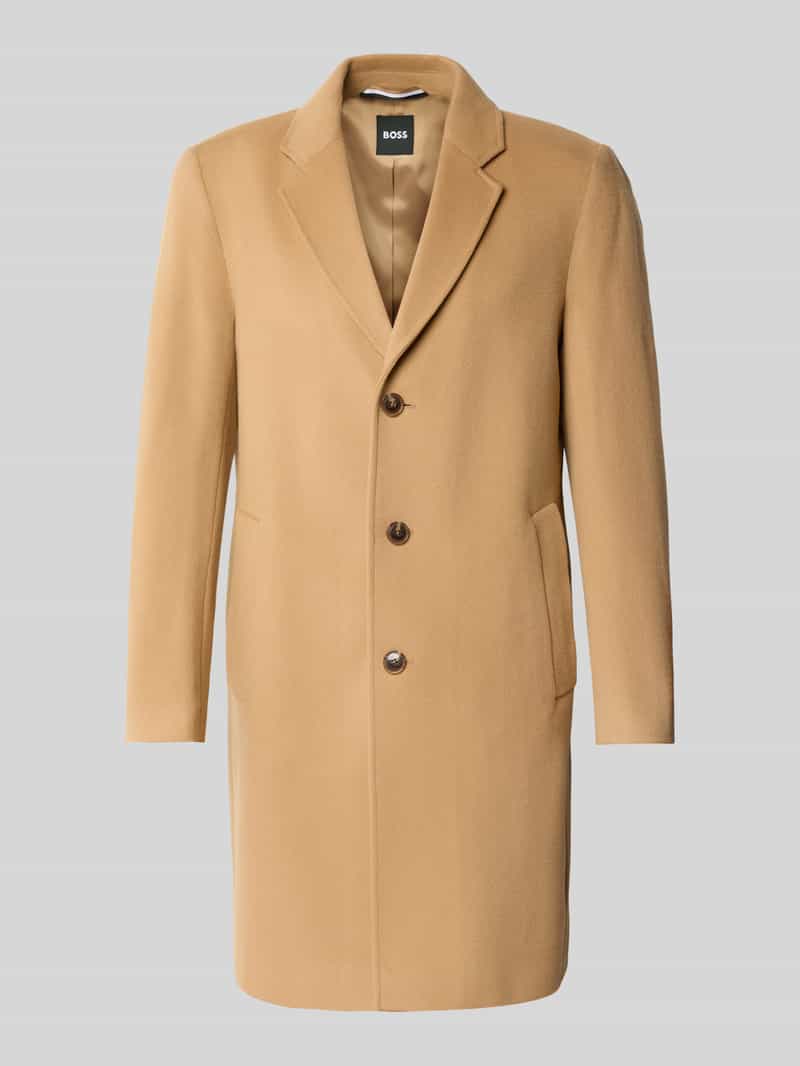 Boss Slim fit lange wollen jas met reverskraag model 'HYDE'