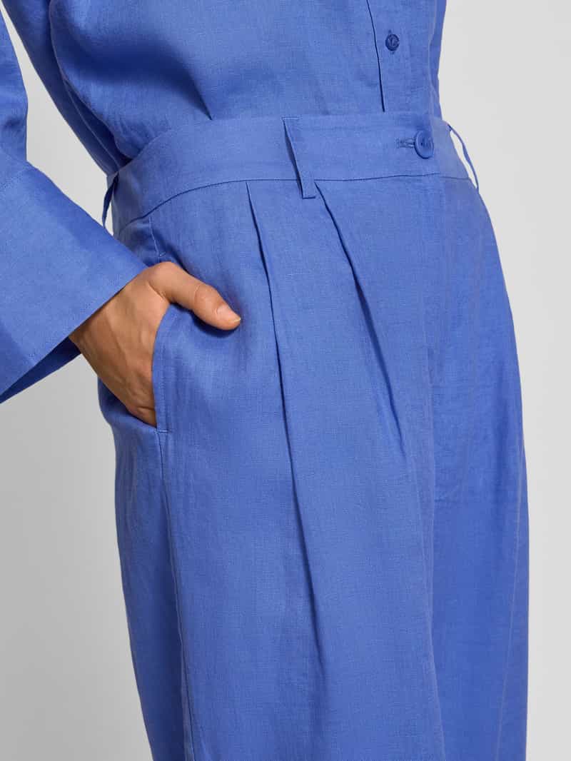 Christian Berg Woman Wide leg linnen broek met bandplooien
