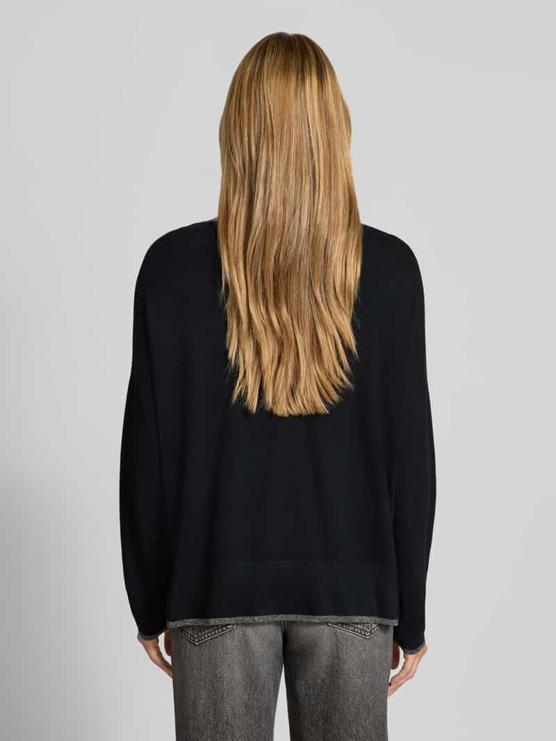 Liu Jo relaxed fit pullover van viscosemix model 'MAGLIA CHIUSA' zwart, foto 2