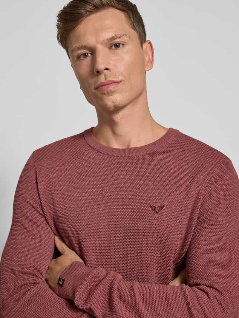PME Legend Gebreide pullover met ronde hals en labelstitching