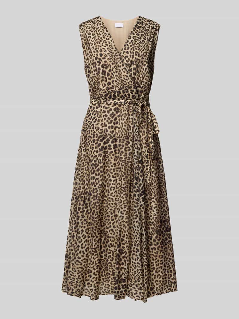 Jake*s Collection Midi-jurk van viscosemix met dierenprint