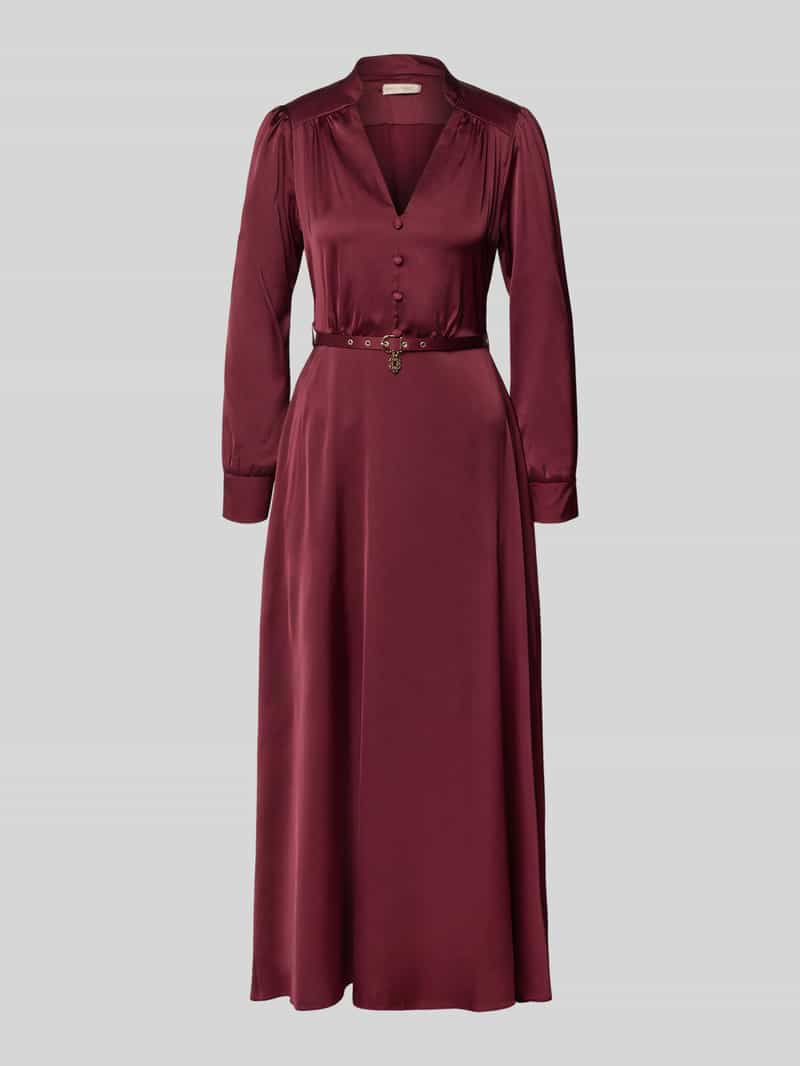 RINASCIMENTO Avondjurk van satijn met V-hals en riem