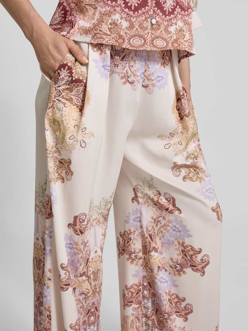 NEO NOIR Wide leg stoffen broek met bandplooien model 'Mana Artist'