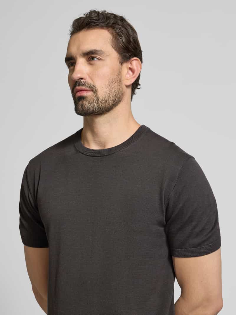 Christian Berg Men T-shirt met geribde ronde hals