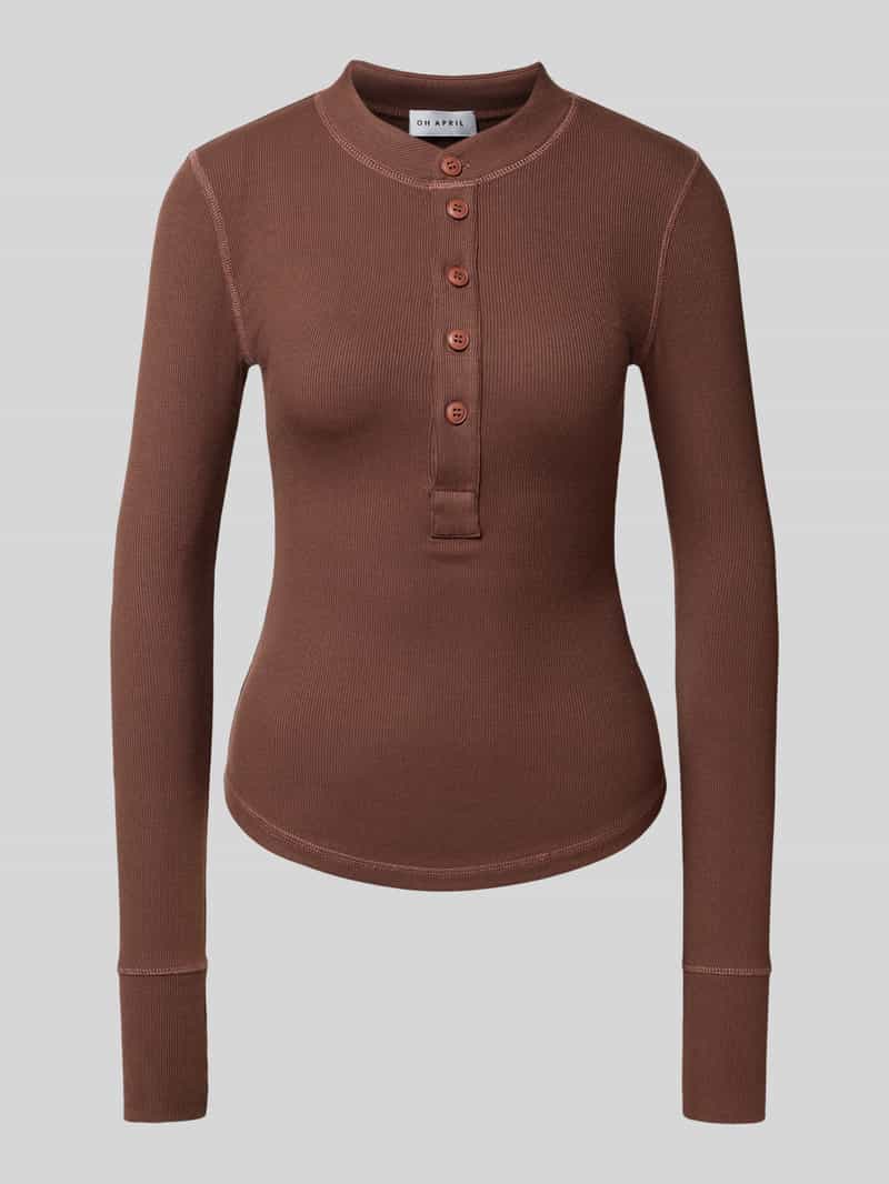 Shirt met lange mouwen met korte knoopsluiting model 'Maris'