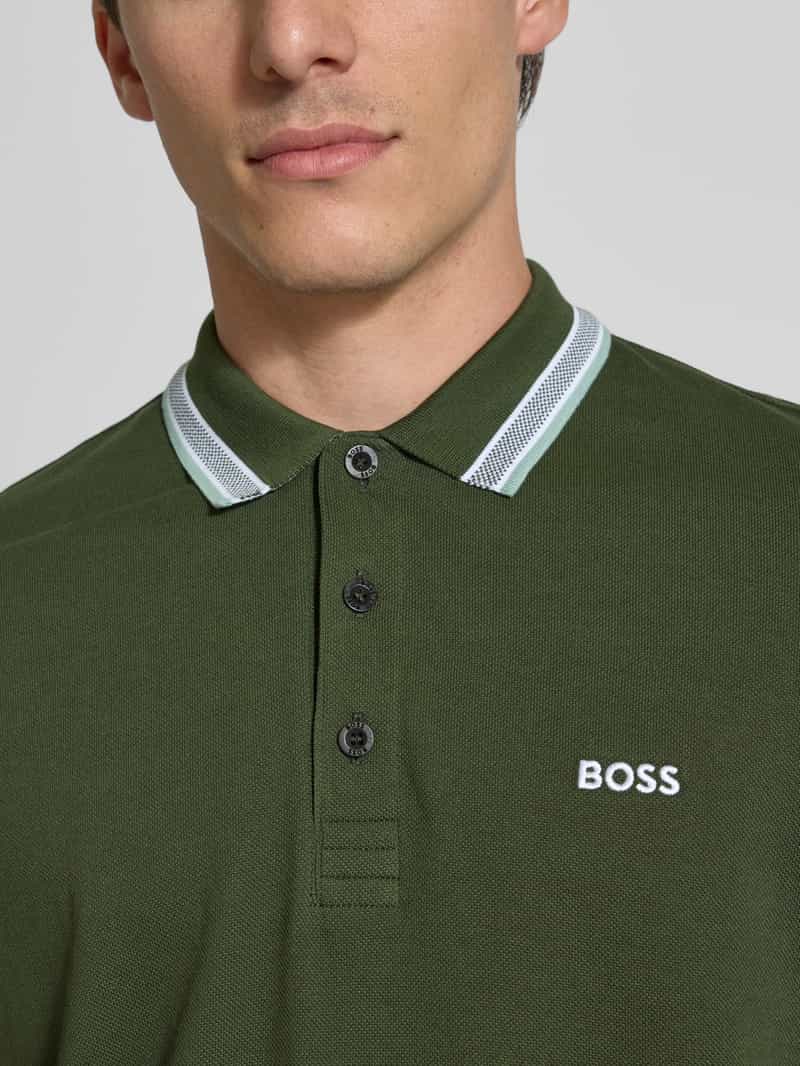 BOSS Green Regular fit poloshirt met labelstitching model 'PADDY'