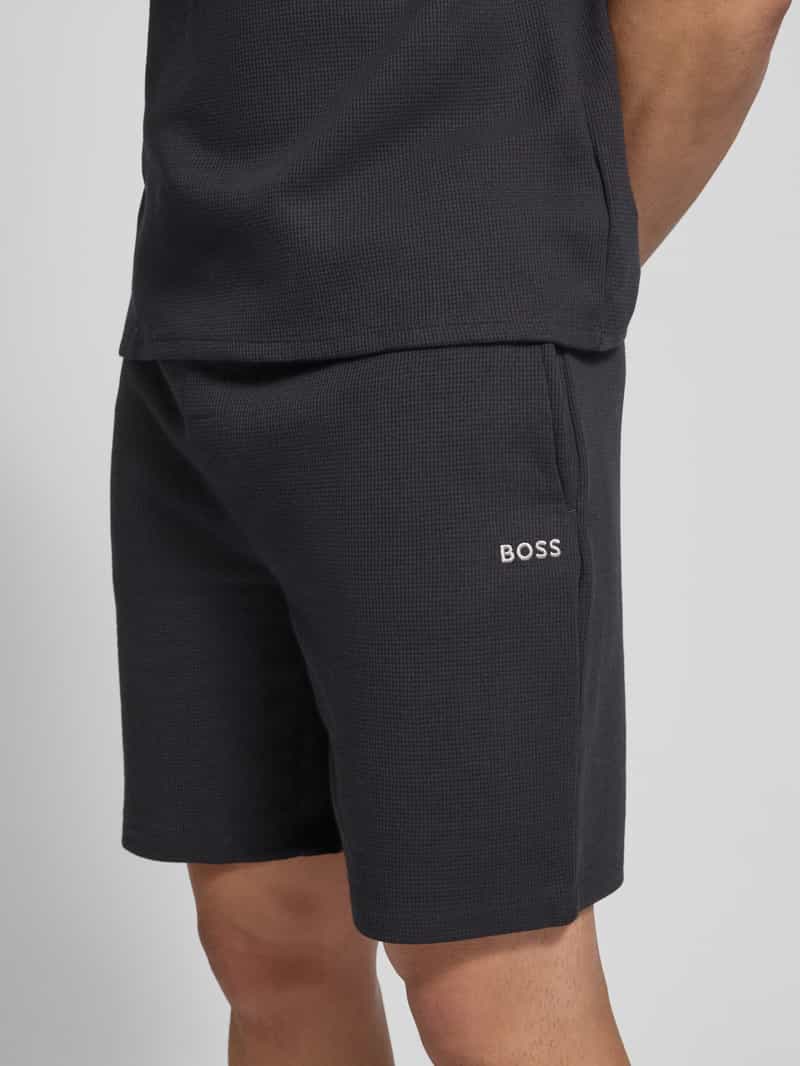 Boss Korte regular fit broek met structuurmotief