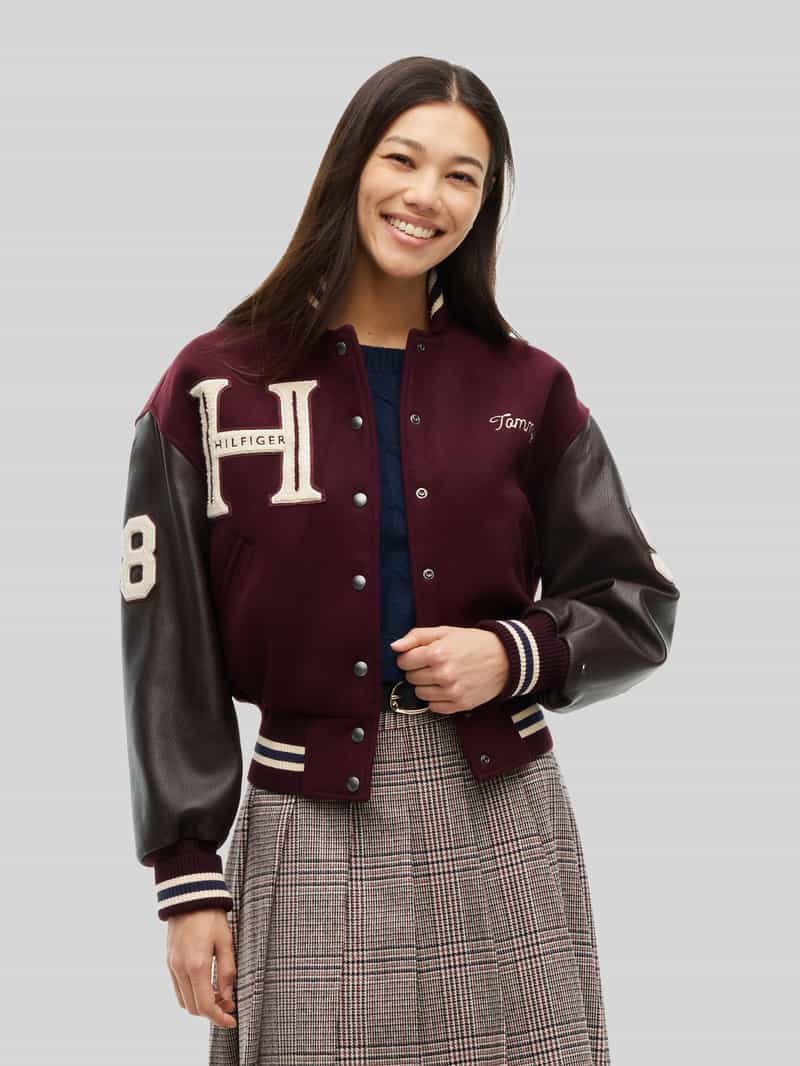 Tommy Hilfiger relaxed fit leren jacks van wolmix