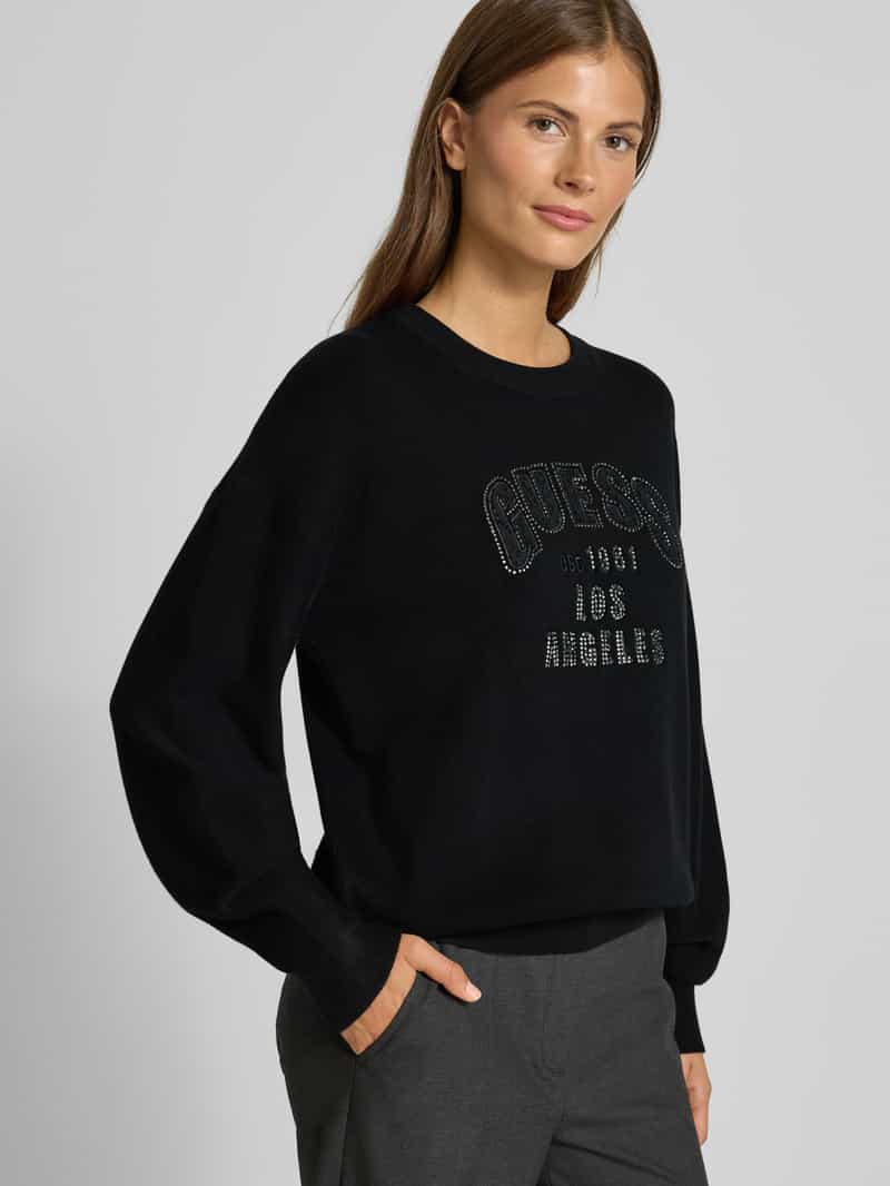 Guess Gebreide pullover met siersteentjes model 'LEIGHTON'