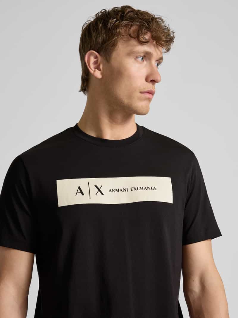 Armani Exchange Regular fit T-shirt van puur katoen met logoprint