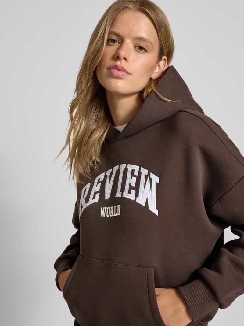 Review Oversized hoodie met labelprint