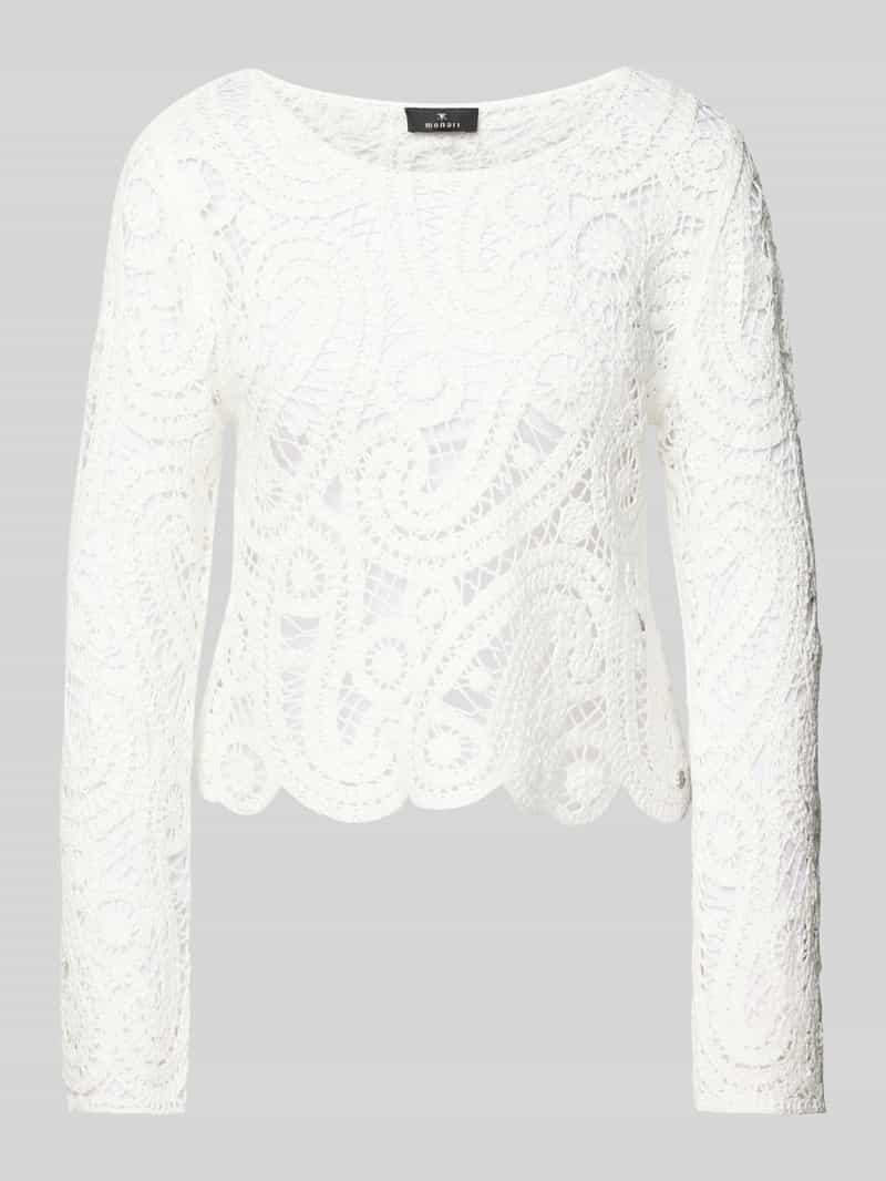 monari Gebreide pullover met ajourborduursel