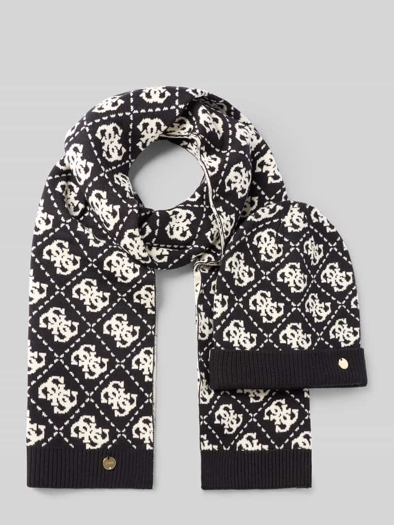 Beanie en sjaal als set met viscose-aandeel