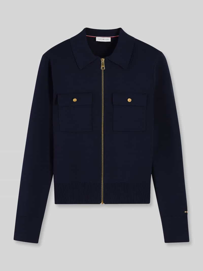 Regular fit gebreid jack met borstzakken