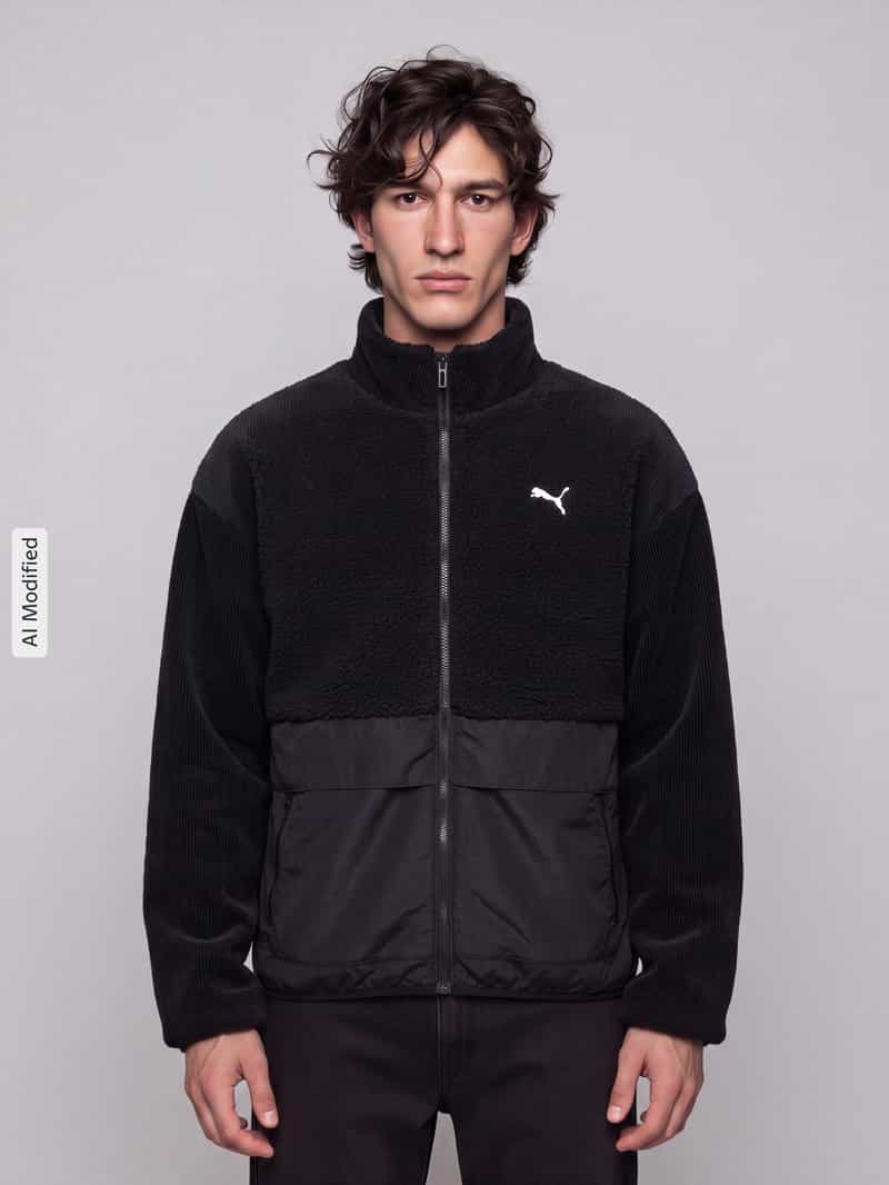 PUMA Performance relaxed fit teddyjack met opstaande kraag