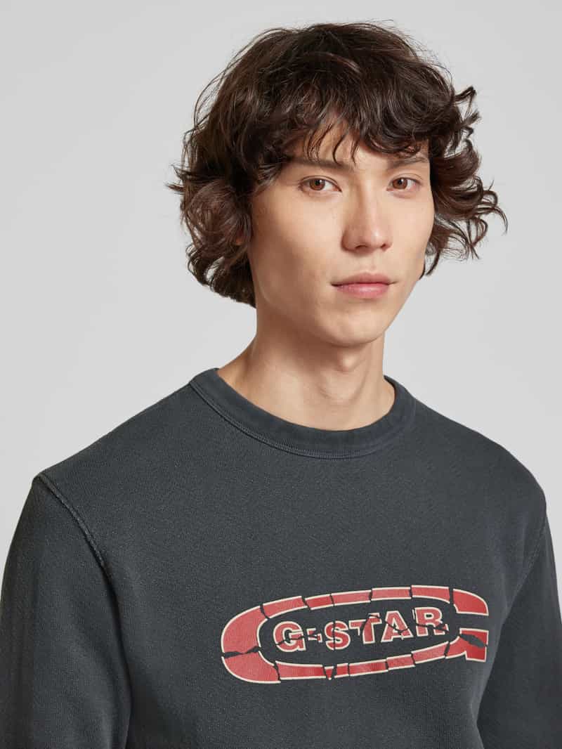 G-Star Raw Sweatshirt met labelprint model 'Destroyed'