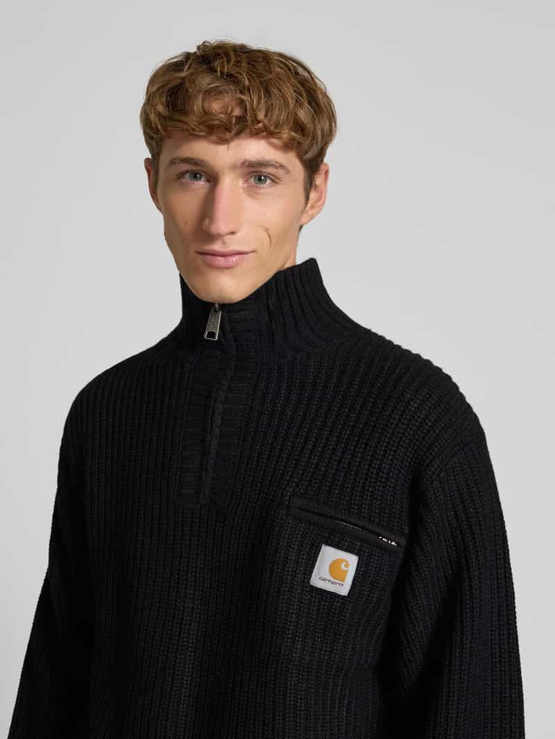 Carhartt Work In Progress Gebreide pulllover met opstaande kraag en ritssluiting