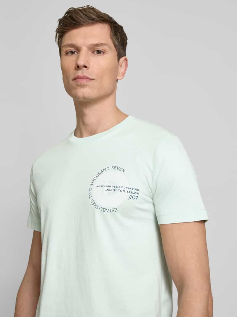 Tom Tailor Denim Regular fit T-shirt met groot labelopschrift