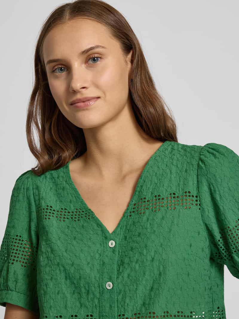 Pieces Regular fit blouse met broderie anglaise model 'TAYA'