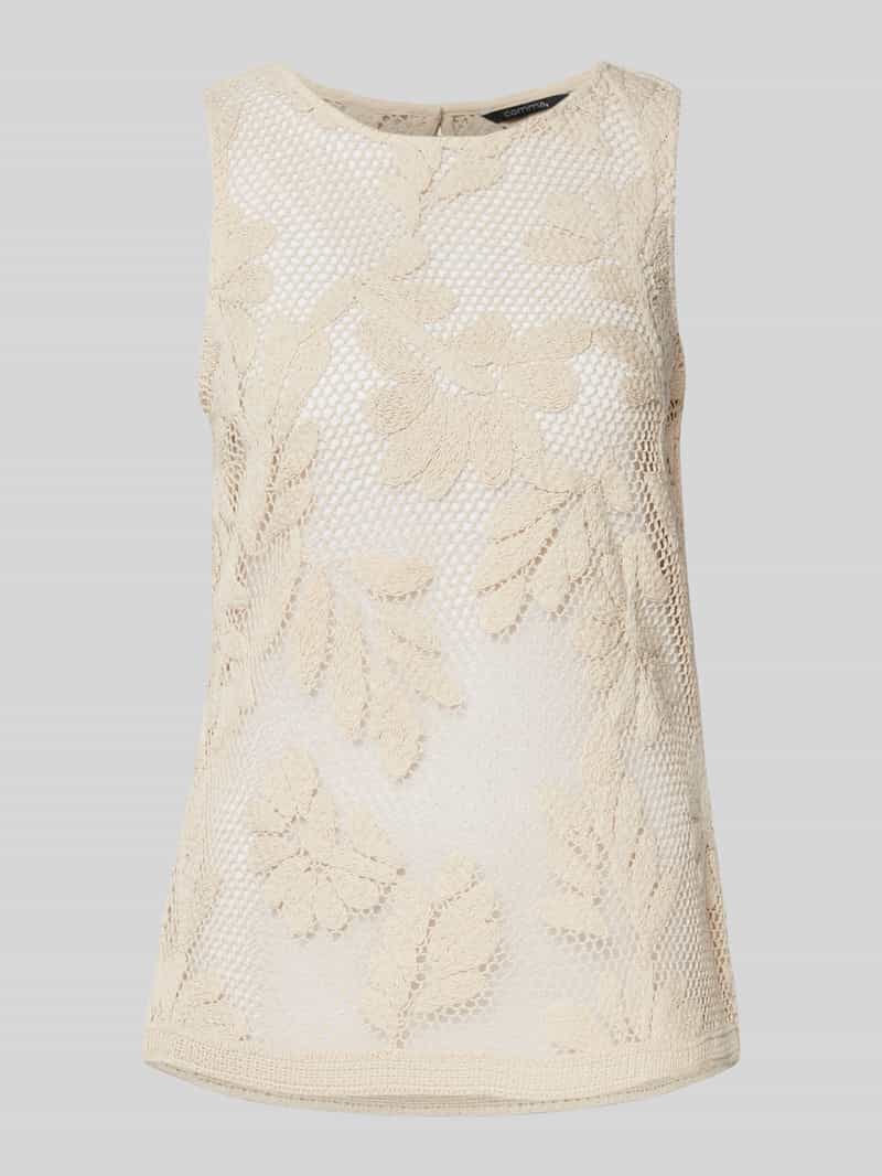 comma Semi-transparante top met ronde hals