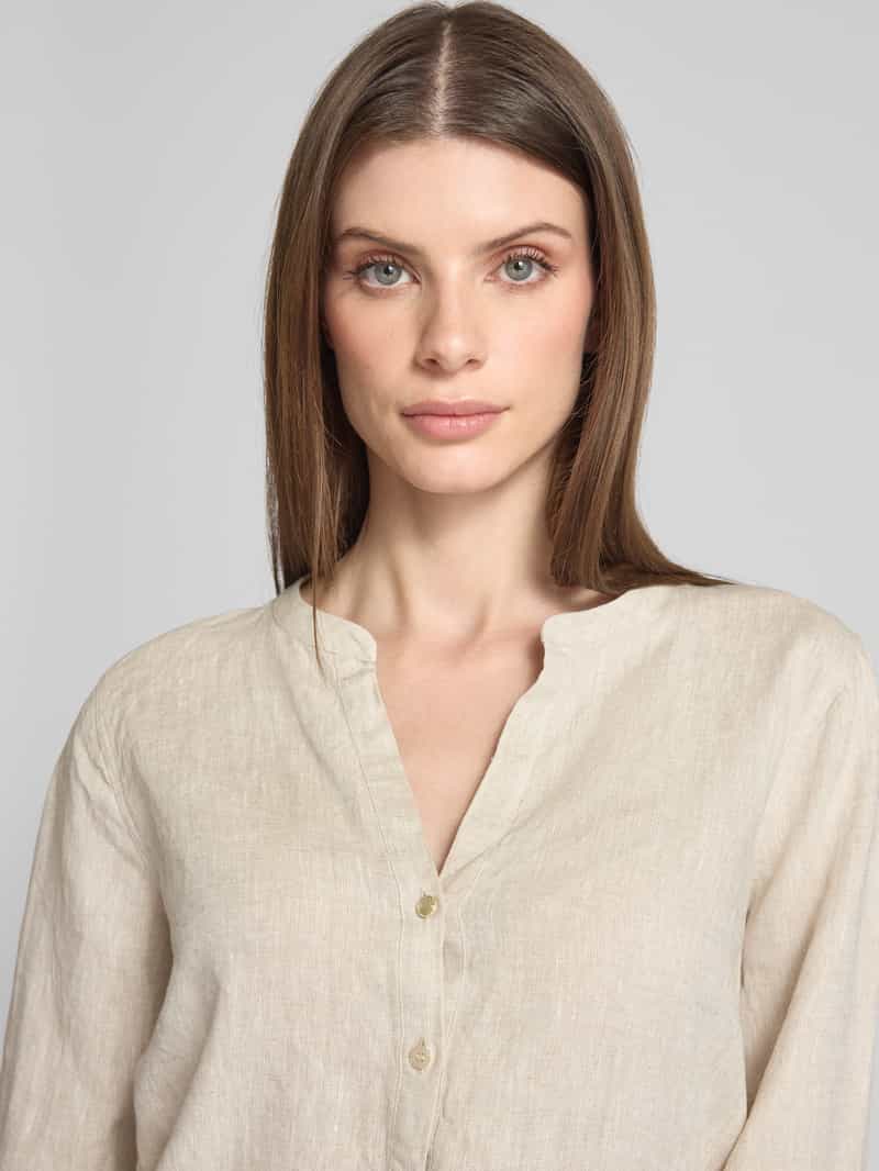 MOS MOSH Regular fit linnen blouse met tuniekkraag model 'Danna'