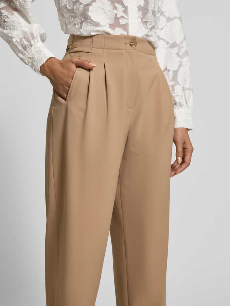 Jake*s Collection Stoffen broek met wijde pijpen en paspelzakken aan de achterkant