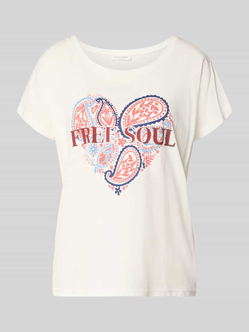 Christian Berg Woman regular fit T-shirt van viscose-katoenmix met kapmouwen