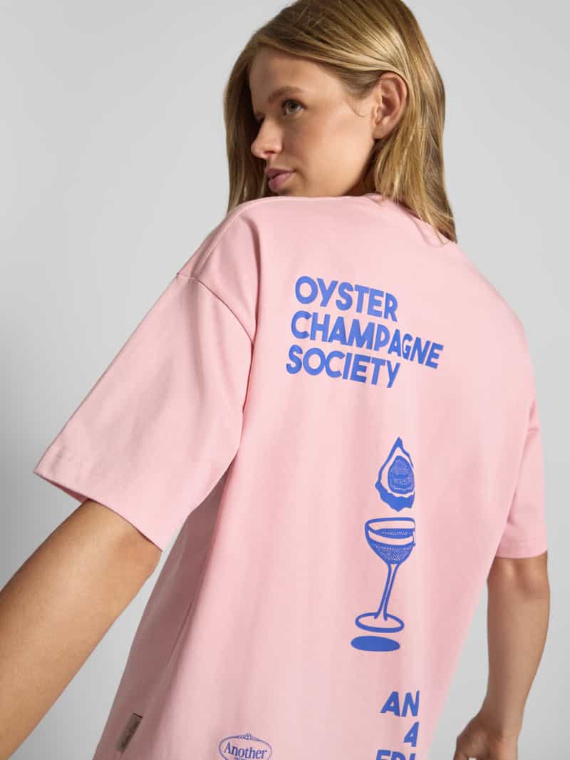 ANOTHER COTTON LAB Oversized T-shirt met labelprint model 'Oyster and Champagne'