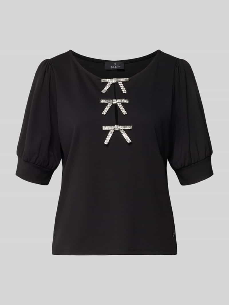 monari Sweatshirt met pofmouwen en strikapplicaties