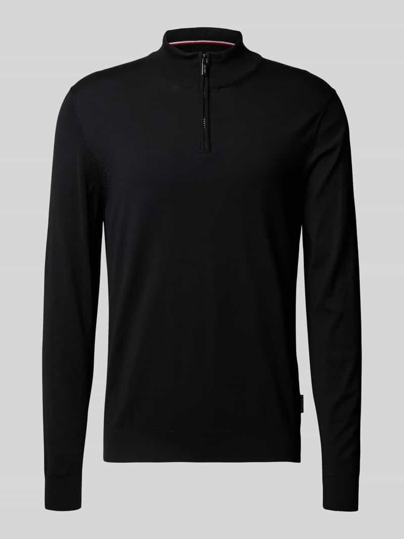 HECHTER PARIS Gebreide pulllover met opstaande kraag en ritssluiting