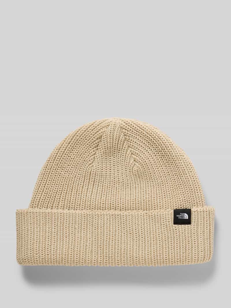 The North Face Gebreide muts met brede omslag en labeldetail