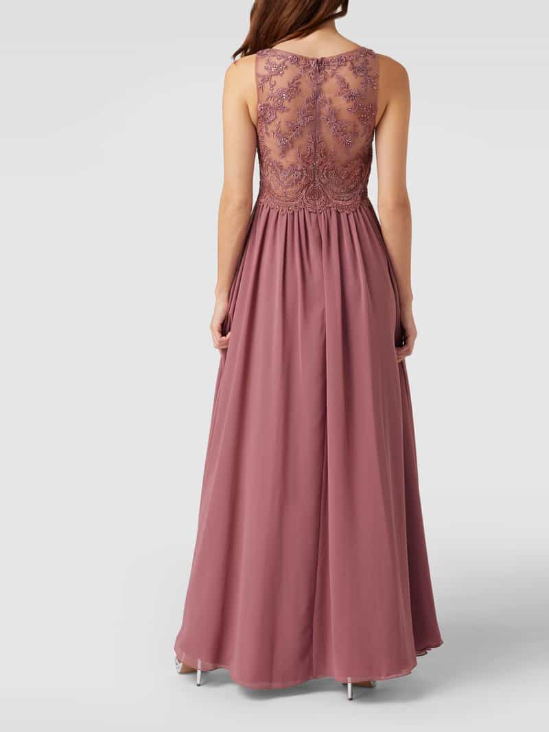 Avondjurk met siersteentjes en bloemenborduursels Laona