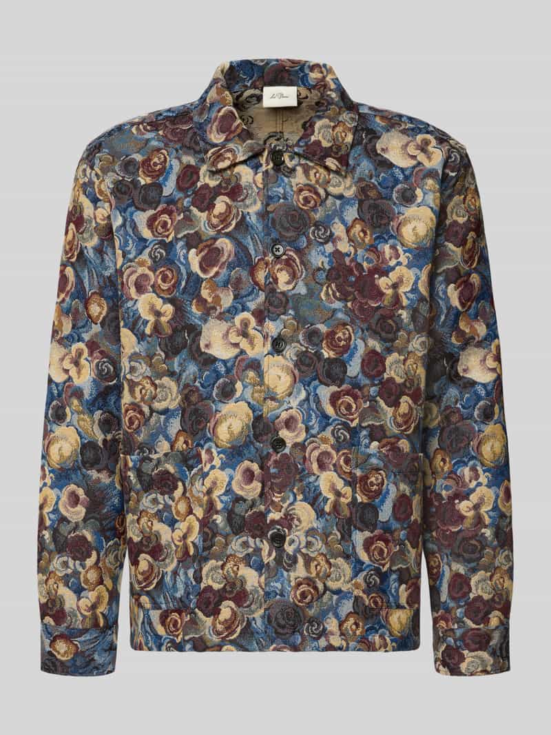 Les Deux Regular Fit overhemdjack in all-over look met kentkraag