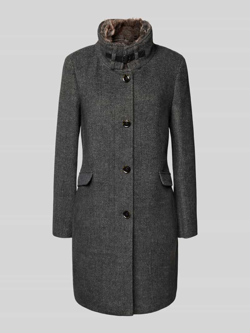 Christian Berg Woman Selection Lange jas met opstaande kraag en klepzakken